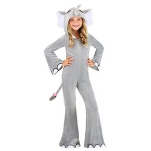 Wild Elephant Hooded Costume Jumpsuit Child Medium‎ Gray